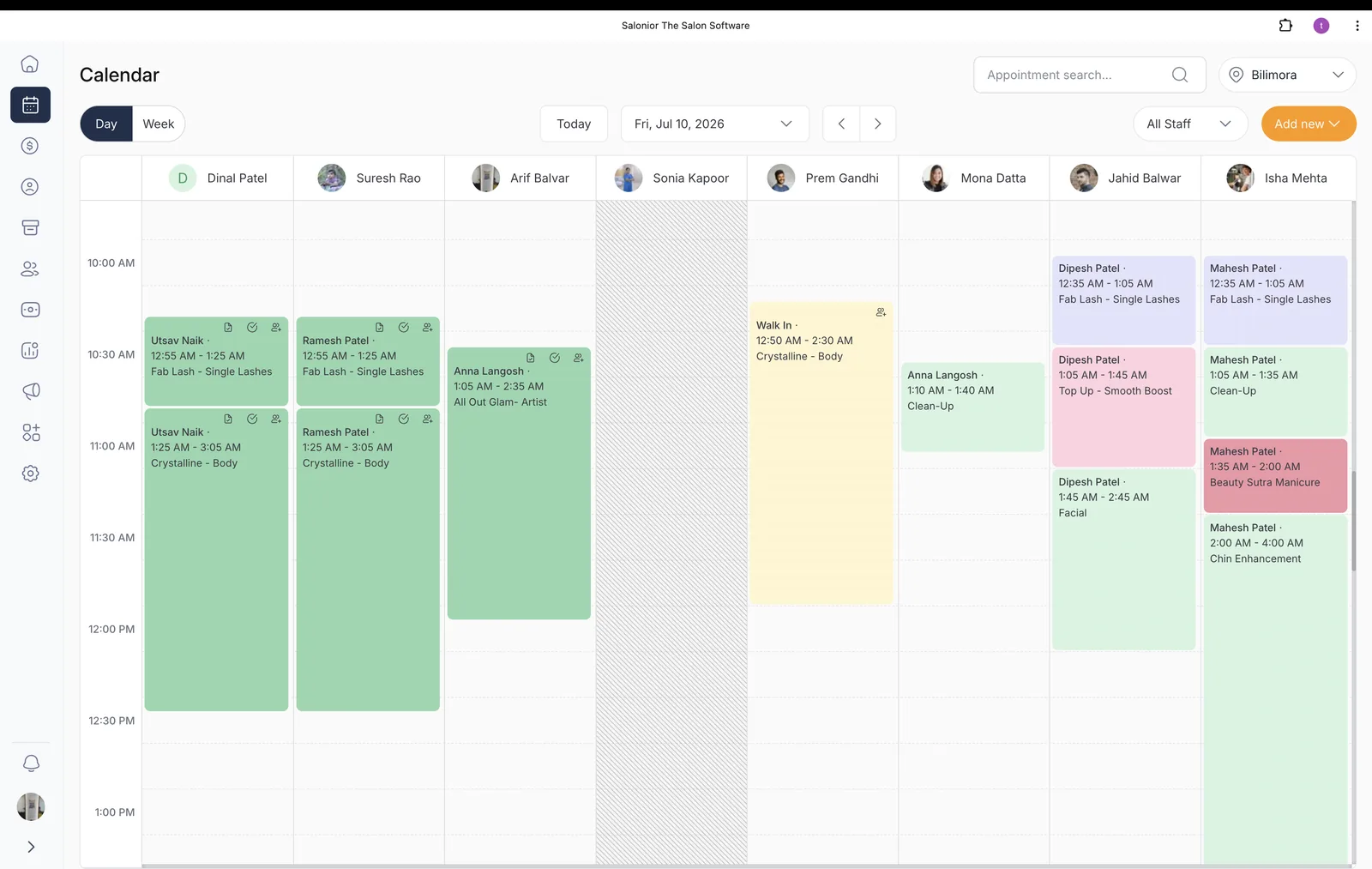 Salonior appointment calendar