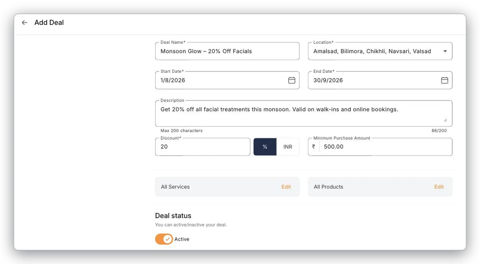 Create a deal in minutes