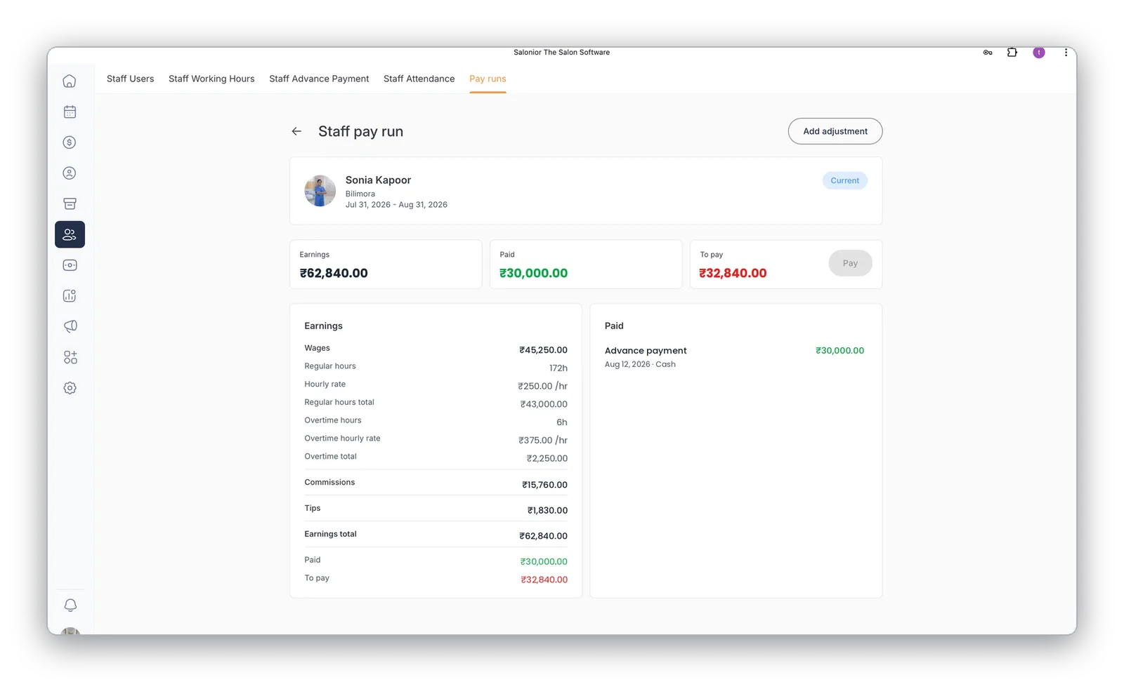 Track every staff member's pay run live