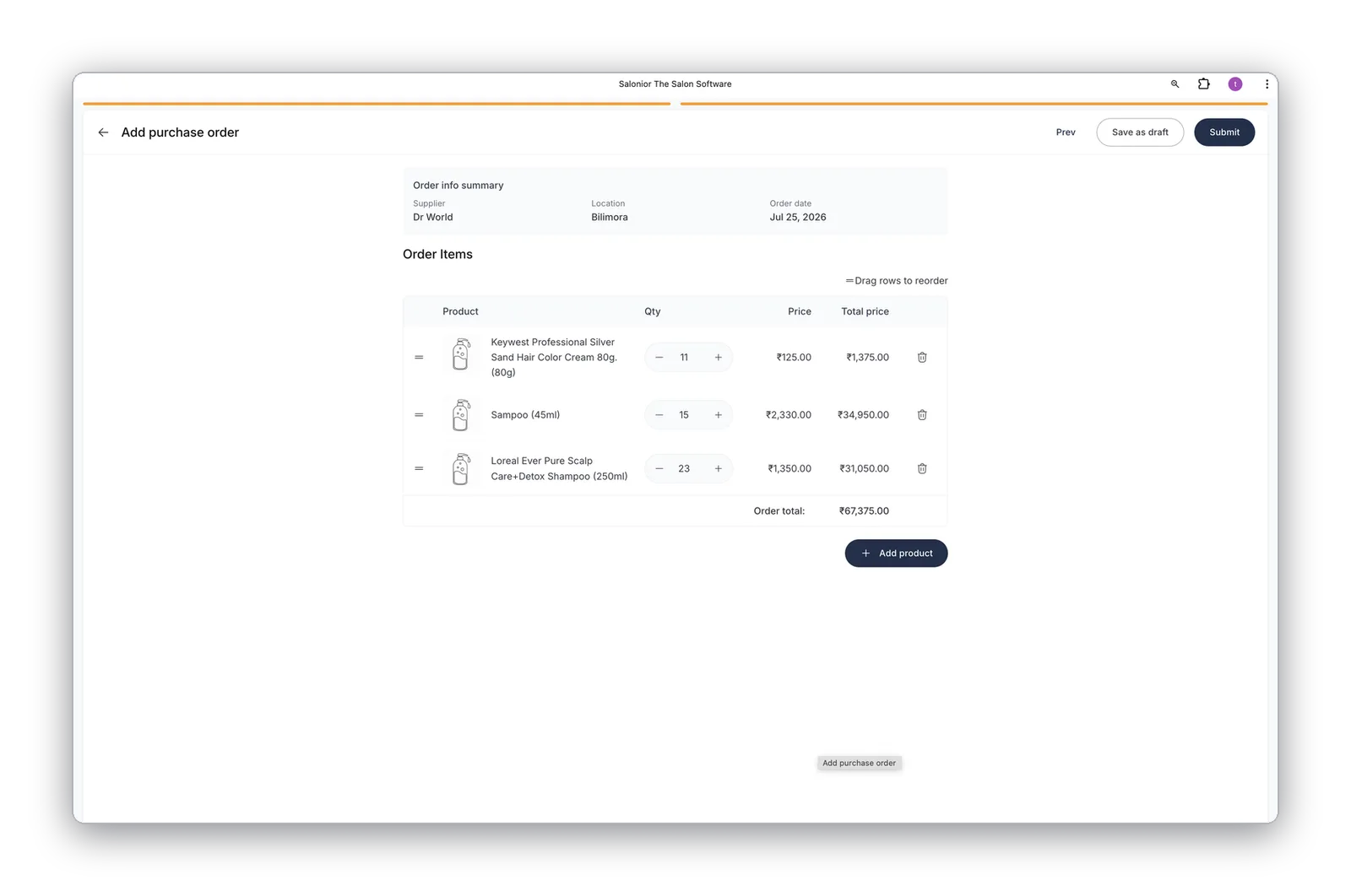 Raise purchase orders in seconds