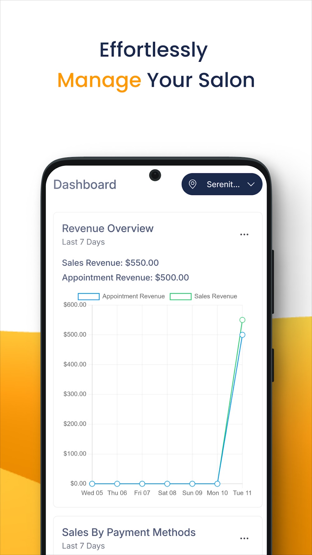 Salonior Business app on Google Play — salon dashboard with revenue overview