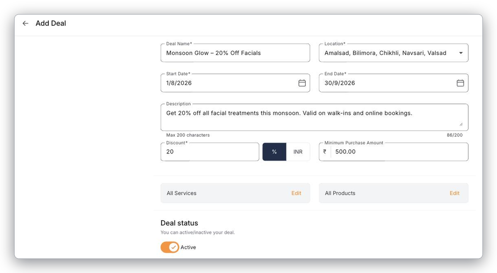 Create a deal in minutes