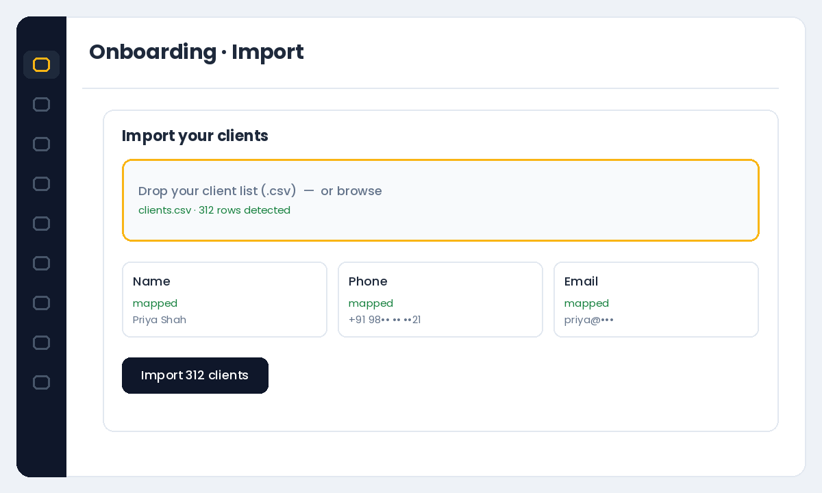 Importing clients into Salonior