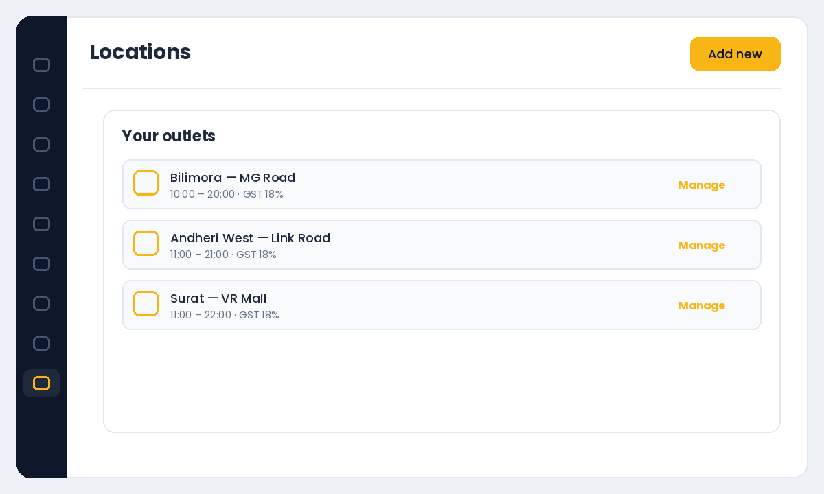 Managing salon locations in Salonior