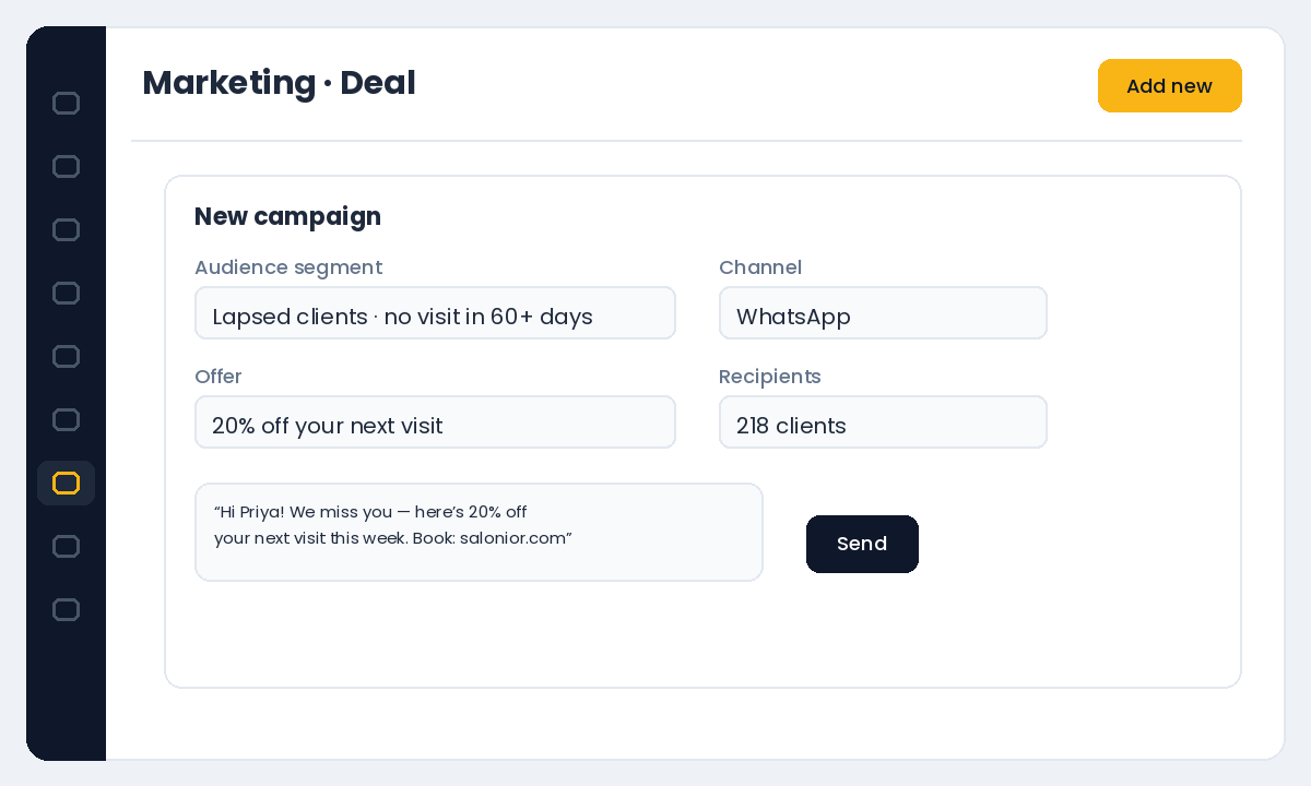 Creating a marketing campaign in Salonior