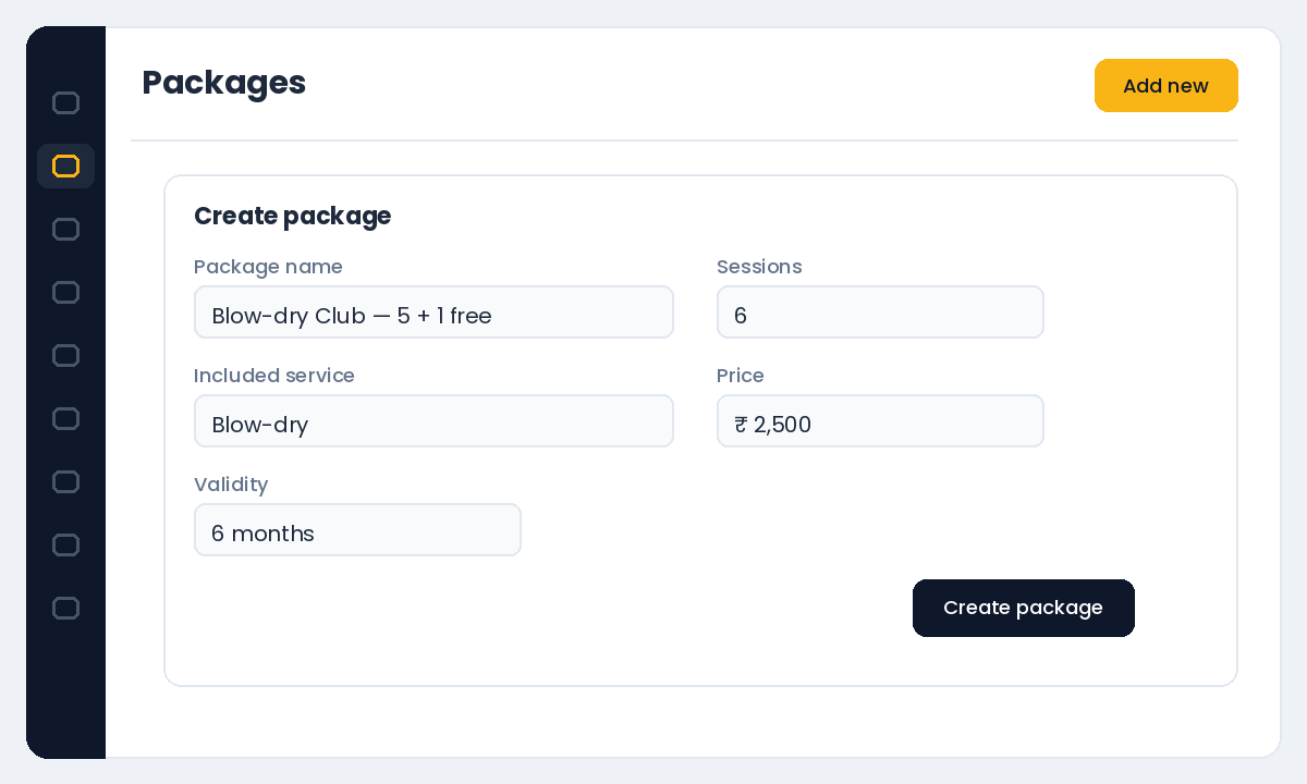 Creating a package in Salonior