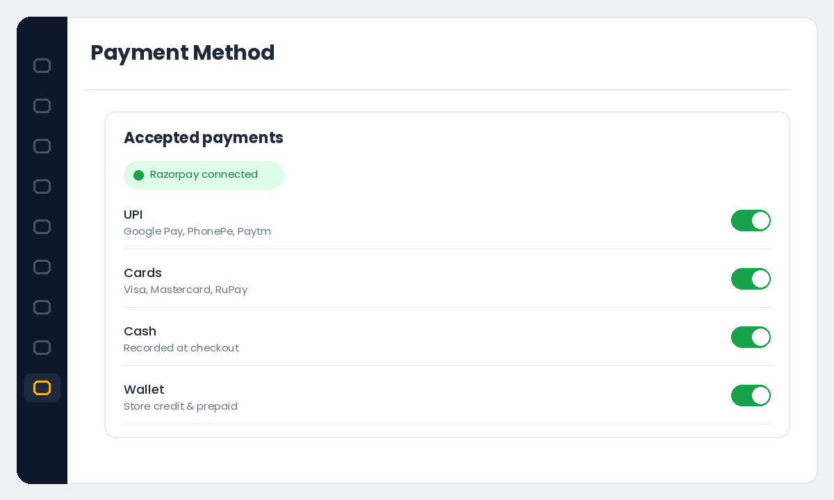 Salon payment methods in Salonior