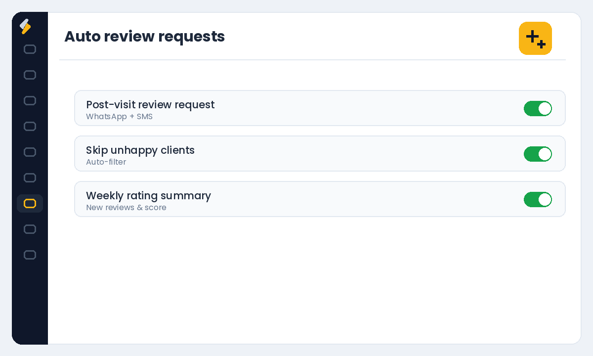 Automated review requests in Salonior