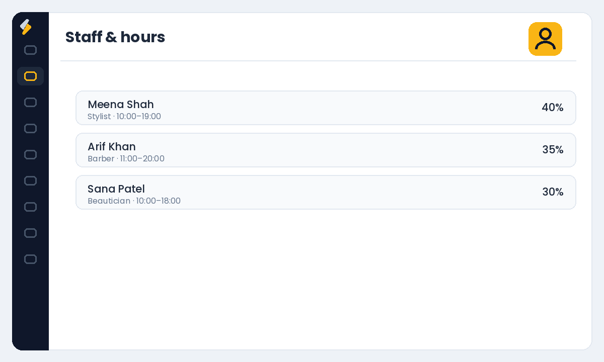 Add staff and their working hours
